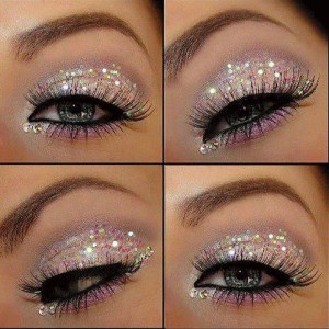 Pretty Glitter Eye Makeup Idea for Divas
