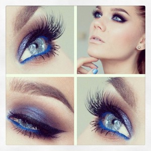 Purple Glitter Eye Makeup for Blue Eyes