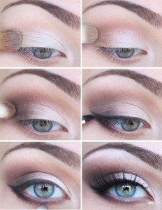 For a much softer look, use and angled brush and eyeshadow.   