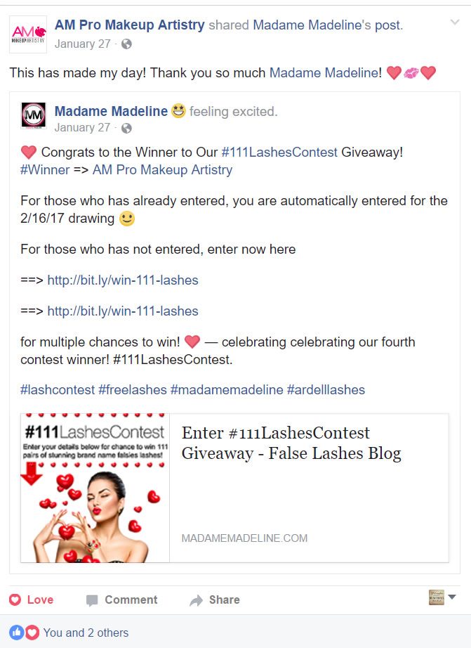 Our fouth grand false eyelashes contest winner