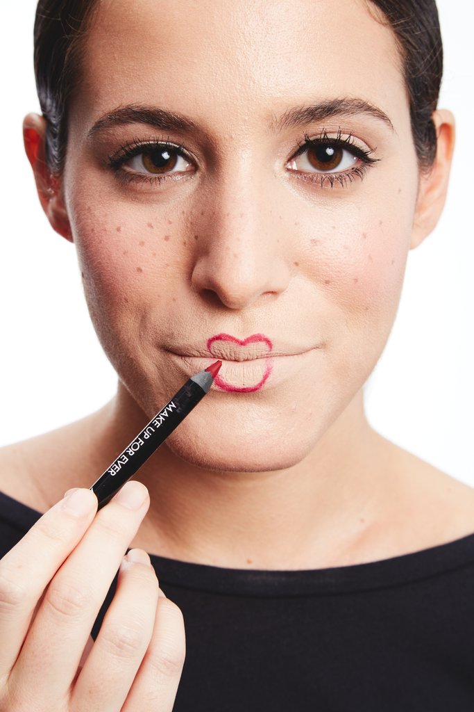 Reshape the new lips and fill in the area with a lip pencil 