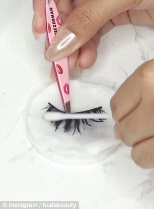 Press your false lashes in between two cleanser-soaked cotton pads for 30 seconds