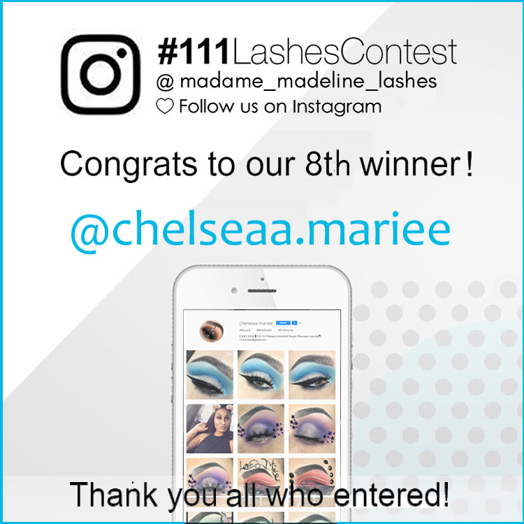 Our 8th grand price #111 false lashes contest giveaway winner.