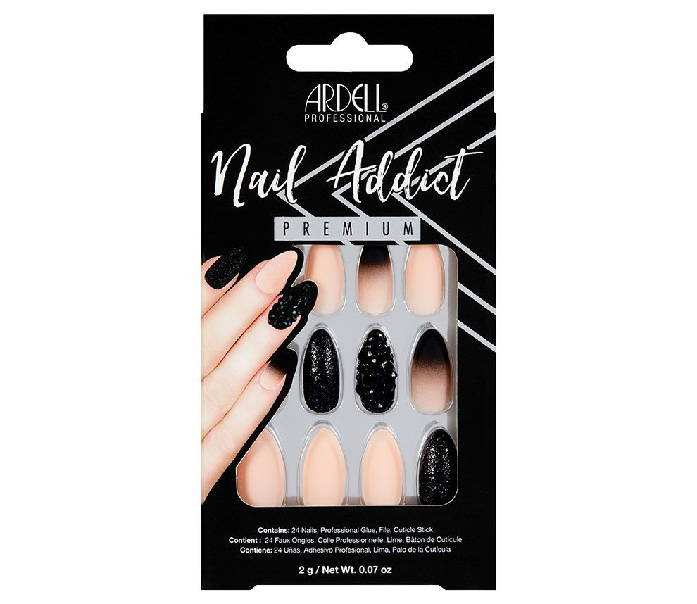 Ardell Nail Addict Premium Artificial Nail Set - Black Stud & Pink Ombr