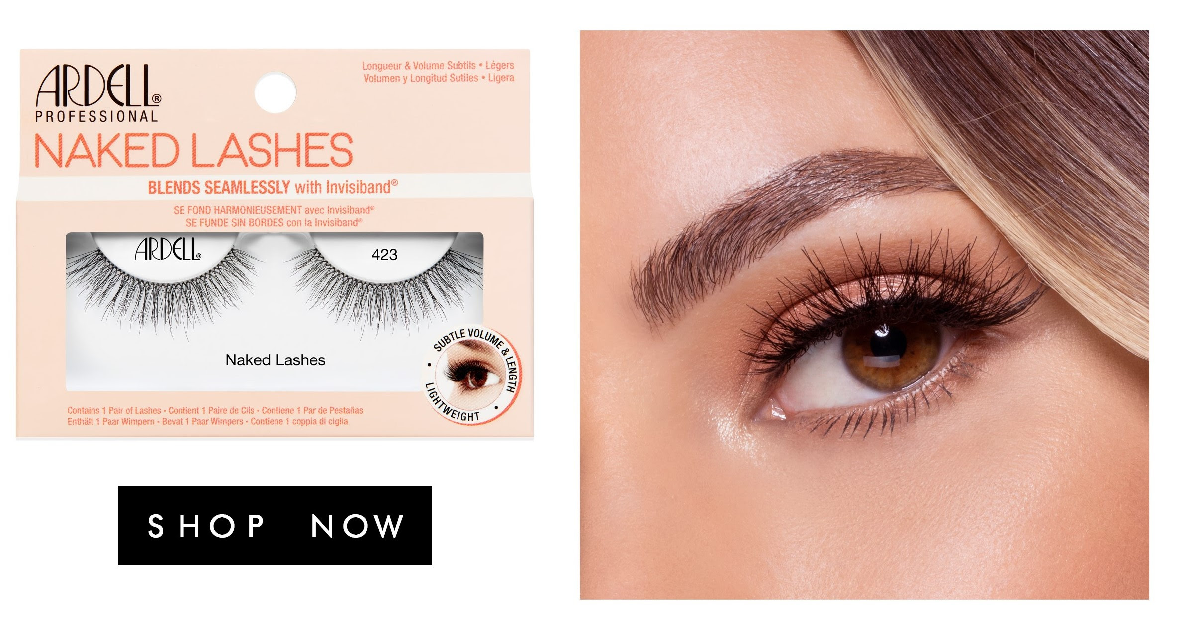 ardell naked lashes blends seamlessly with your natural lashes with invisibands.