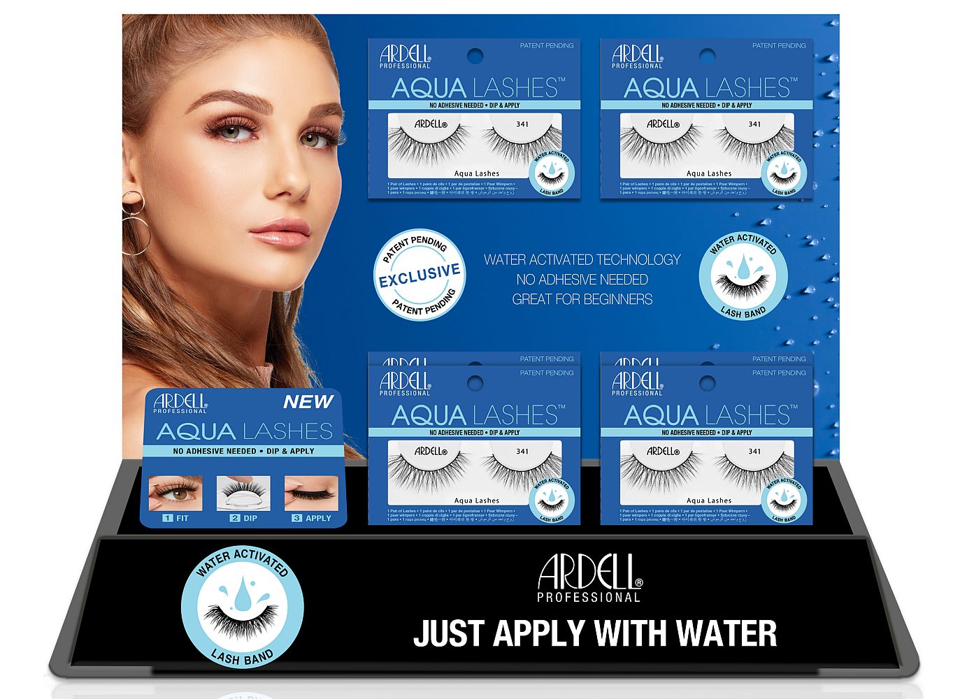 Ardell Aqua Lashes 16 Piece Display - 4 Styles / 4 Each