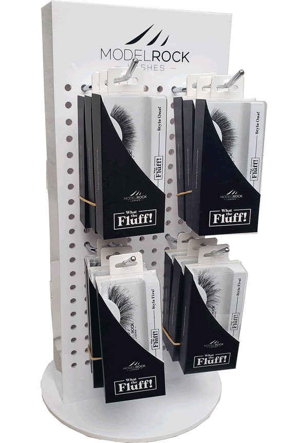 MODELROCK MINI Salon Lash Package - Total / 24 pairs WHAT THE FLUFF Lash Styles with **WHITE STAND**