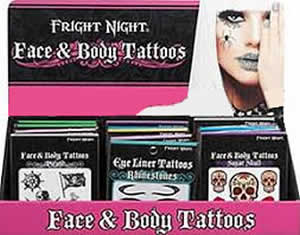 Fright Night Face & Body Tattoo 18pc Display (69558)