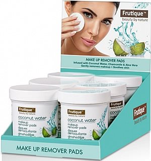 Frutique Coconut Water Makeup Remover Pads 6 pc Display