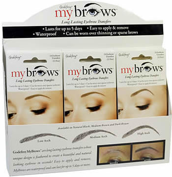 z.Godefroy My Brows Long-Lasting Eyebrow Transfers NATURAL BLACK 18 pc Display