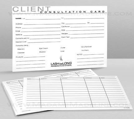 LASH beLONG  Client Consultation Cards 25 pack